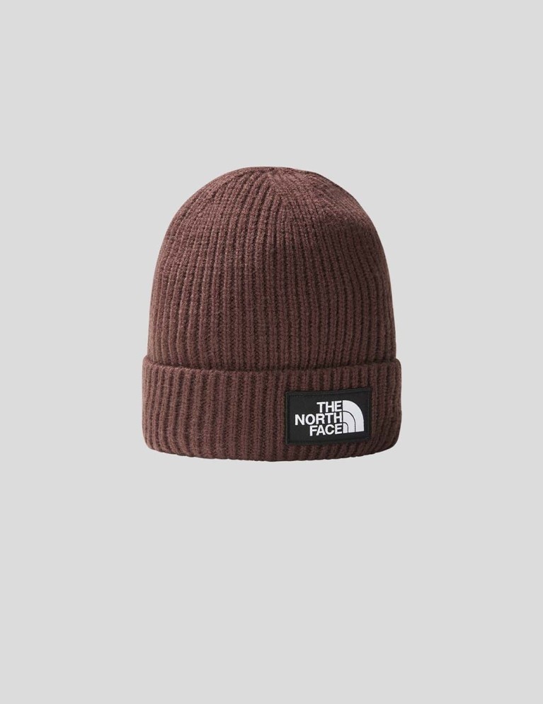 Bianco il NORTH FACE logo box cuf beanie carbone marrone